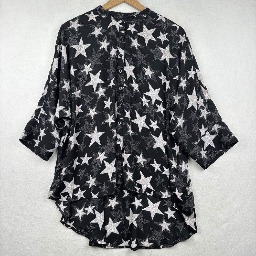Torrid Blouse Womens 0 Star‎ Print Sheer High Low Celestial